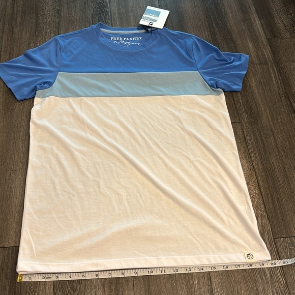 Men’s Free Planet blue and white striped short sleeve T-Shirt Size Small… - Picture 10 of 10